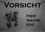 Edelstahl Warnschild Australian Shepherd VORSICHT Hier wache ich!